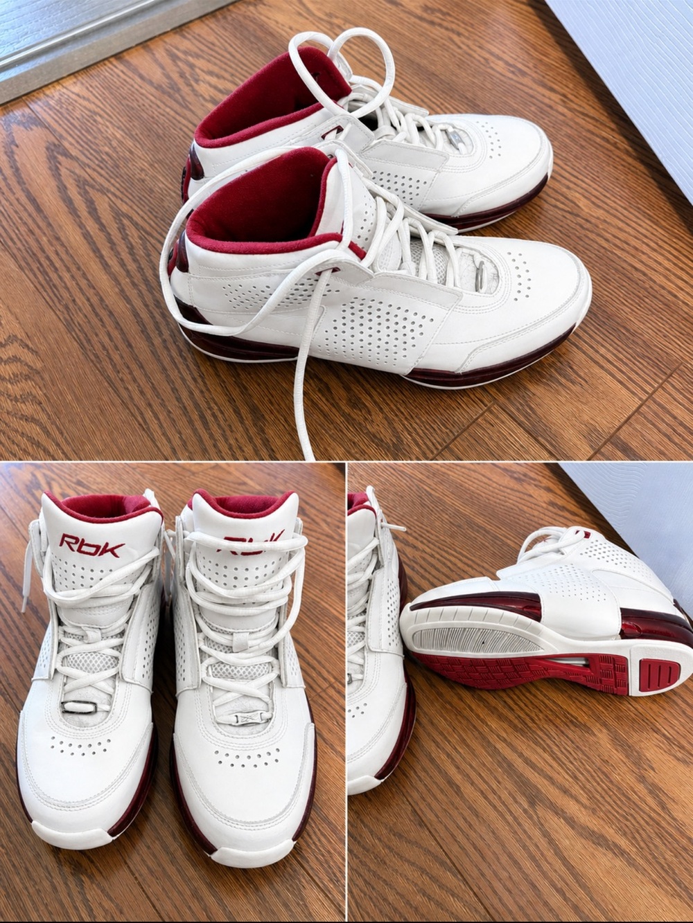 Reebok White and Burgundy Athletic Sneakers